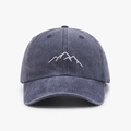 Gorra de béisbol de algodón lavado azul marino con bordado de montaña y visera curva - Ajustable / Azul marino