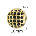 10mm gold-plated sphere bead with dark blue zircon inlay and 2mm center hole for DIY - 10mm-Black Zirconia-Gold