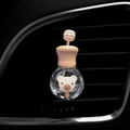 Cartoon air vent car perfume bottle with cute white bear inside in milk tea color - Milk White Bear Ice Cream / Air Vent Empty Bottle
