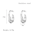Silver geometric C-shaped stainless steel earrings with irregular vintage design - Silver Style (LE3537)