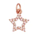 Mini rose gold plated copper star pendant with pavé set cubic zirconia and small loop - Hollow Star / Rose Gold