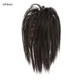 Natural off black synthetic hair ponytail extension with voluminous messy wrap style - Off Black