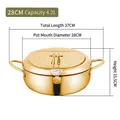 Friteuse tempura en acier inoxydable doré 304 de 28cm 4,2L avec thermomètre - Or-28cm