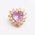Purple heart zircon jewelry accessory with gold plating and pave-set white crystals - Lavender Heart (M641801-Lavender)