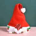 Red plush Christmas hat with Santa Claus 3D decoration and white pom-pom detail - Q2-18 Kids Santa Hat With Small Hands Decor 25*32CM