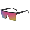 Occhiali da sole oversize flat top con lenti colorate sfumate per uomo e donna - Montatura Nera Specchiato Rosa