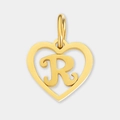 Élégant pendentif coeur en acier inoxydable doré avec lettre R pour création de bijoux - Lettre R