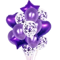 Set de ballons violets avec cœurs en aluminium et confettis pour décoration de fête - Violet
