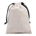 Minimalist beige cotton drawstring pouch for jewelry gift packaging on white background - 9*12cm