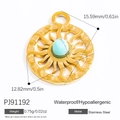 Ciondolo sole in acciaio inossidabile con gemma azzurra e dimensioni dettagliate - Ciondolo a Raggi di Sole (PJ91192)