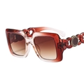 Oversized square sunglasses in reddish-brown gradient with gold Greek fret chain temples - Gradient Tea Frame Gradient Tea Lens