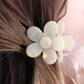 Elegante molletta per capelli a fiore bianco perla in acetato per acconciature da donna - Fiore Bianco Crema-H369