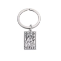 Silver stainless steel rectangular keychain engraved with Virgo zodiac sign and text - Silver-Virgo (12星座钥匙扣钢色-10)