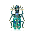 Vintage gold-plated beetle brooch with emerald enamel and blue crystal accents - Emerald