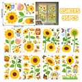 Set of 8 sunflower window clings with bees and butterflies for spring home decor - Sunflower Window Stickers (8 Sheets + Card)