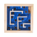 Blue wooden maze board game with numbers one to fourteen and a small metal rolling ball - Blue / No Box
