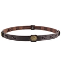 Brown leather braided strap with vintage metal rivets and cross-stitch detailing - 20-Radial Studs Cross Stitch