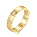 Anello elegante in argento S925 dorato con zircone rotondo e motivi a cuore - US 5 / Oro 14K
