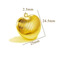 Polished gold stainless steel hollow heart pendant with ribbed shell texture for DIY jewelry - R7-Gold-Shell Texture