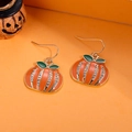Handcrafted orange enamel pumpkin earrings with sparkling crystals and gold plating - FX185 (Rhinestone Pumpkin Dangle)