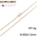 Minimalist rose gold stainless steel snake bone chain necklace 500mm with lobster clasp - Rose Gold 500x1.2mm(KN203696-Z)