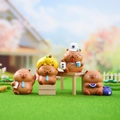 Set of four cute brown Capybara resin figurines with diverse expressions and accessories - 3087 (Received and White and Overtime and Crying)