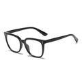 Occhiali neri alla moda montatura quadrata con dettagli metallici e finitura lucida - Montatura Nero Lucido C1