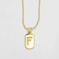 Τετράγωνο κολιέ με γράμμα F επιχρυσωμένο 18k με ζιργκόν και σφαιρική αλυσίδα - Γράμμα F