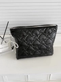 Borsa portaoggetti nera trapuntata a cuore con ciondolo a fiocco di perle e cuore d'argento - Stile Con Ornamento / Nero (Con Ornamento)