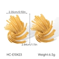 Detailed size specifications for gold textured fan-shaped earrings with measurements - Fan Leaf Texture Style (HC-E10423)
