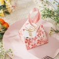 Pink cherry blossom pyramid gift box with ribbon and For You tag for wedding favors - Pink With Frosted Tag