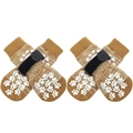 Brown anti-slip dog socks with traction pads and velcro straps for small dogs - Gradient Yellow Adhesive Dots [opp Bag] / S