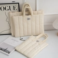 Three cream quilted laptop sleeves in multiple sizes for iPad and notebooks - 11" / Off White