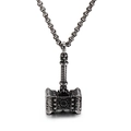 Ciondolo Martello di Thor Mjolnir retrò in argento antico con catena metallica - Stile Martello di Thor (KP83000-KHX)