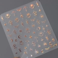 Selbstklebende Gold-Nagelaufkleber mit Mond- und Sternenmotiven M-175 Motivserie - Rosa Matte Oberfläche Stil (M-175)