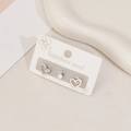 Three-piece stainless steel earring set with hollow heart shapes and clear zircon stud - Irregular Heart Style / Steel