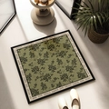 Tappeto da bagno floreale in terra di diatomee verde oliva con bordo Happy Every Day - 40*40cm / Trama Floreale Elegante Verde