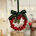Christmas wreath ornament with red metal bells and green Merry Christmas velvet bow - 13CM Red Bell Wreath / Red