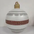 Inflatable Christmas ball with red and silver stripes and gold top cap decoration - Silver White No. 2