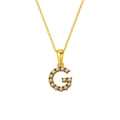 Elegant 18K gold plated stainless steel G letter necklace with white pearl inlay - Letter G (S-P149-G)