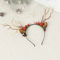 Christmas reindeer antler headband with pine cones and red berries on a soft white background - Christmas Reindeer Antler Headband Style M