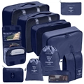 9-piece navy blue travel organizer set with mesh bags and pouches for clothes - Toiletry Cosmetic & Digital 11-Piece Set / Navy Blue
