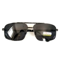Classic men's gunmetal navigator sunglasses with grey polarized lenses and double bridge - Square Double Beam Frame