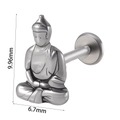 Stainless steel Buddha head ear piercing stud with internal threading and matte finish - Buddha (#10) / 1.2*8mm / Silver