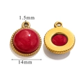 Red natural stone pendant with 14mm gold stainless steel base for DIY jewelry making - Large (14mm) / Red Agate