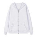 Oversized witte hoodie met rits, voorzakken en geribbelde manchetten in katoenmix - Wit