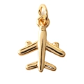 Minimalist golden airplane pendant charm with polished metallic finish for DIY jewelry - 10 Polished Airplane