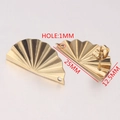 Gold plated stainless steel fan shape earring connector with dimensions 25mm by 12.5mm - Style 4 / 18K Gold