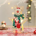 Luminous wooden Christmas reindeer ornament with warm LED lights and snowman star base - Reindeer Star