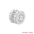 Detailed macro view of 5x8mm honeycomb coin charm with zircon inlay for DIY jewelry - Style H: Wavy Pleats (VZ435B1) / 5*8mm / White Gold